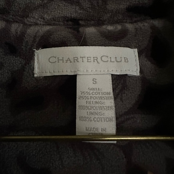 Charter Club black and grey velour vest size small 75% cotton 25% polyester - Picture 4 of 4